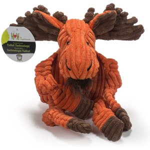 HuggleHounds Woodlands Durable Plush Corduroy Knottie Moose Squeaky Dog Toy, Large