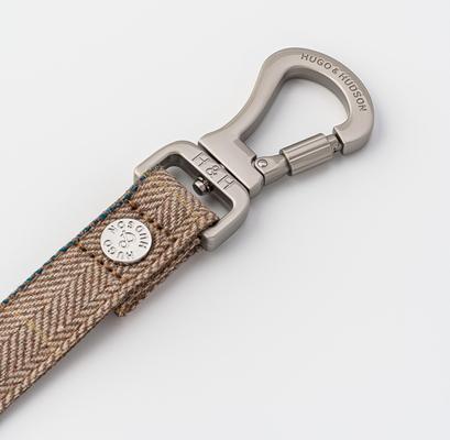 Show full view: HUGO & HUDSON Checked Herringbone Tweed Dog Leash, Caramel, Large slide 6 of 10