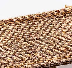 HUGO & HUDSON Checked Herringbone Tweed Metal Buckle Dog Collar, Caramel, Large slide 2 of 9