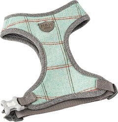 HUGO & HUDSON Checked Tweed Dog Harness, Aqua, Large