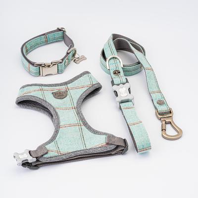 Show full view: HUGO & HUDSON Checked Tweed Dog Harness, Aqua, Large slide 10 of 11