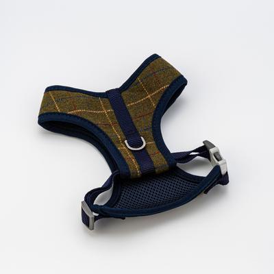 Show full view: HUGO & HUDSON Checked Tweed Dog Harness, Dark Green, Large slide 5 of 10