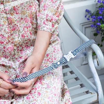 Show full view: HUGO & HUDSON Geometric Printed Dog Leash, Navy, X-Small/Small slide 7 of 9