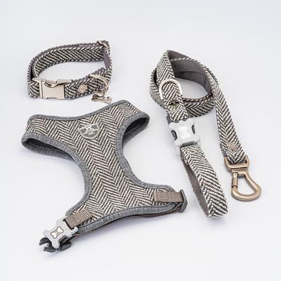 Show full view: HUGO & HUDSON Herringbone Tweed Dog Harness, Grey, Large slide 7 of 9