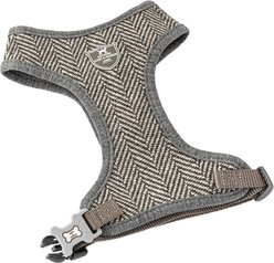 HUGO & HUDSON Herringbone Tweed Dog Harness, Grey, Medium