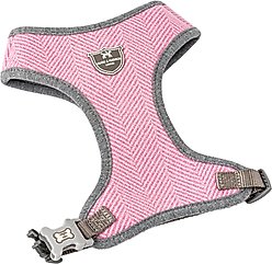HUGO & HUDSON Herringbone Tweed Dog Harness, Pink, Large