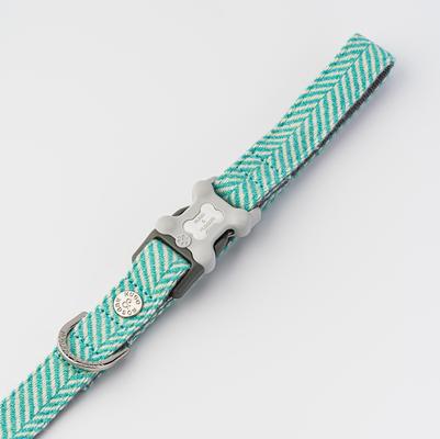 Show full view: HUGO & HUDSON Herringbone Tweed Dog Leash, Aqua, Large slide 5 of 10