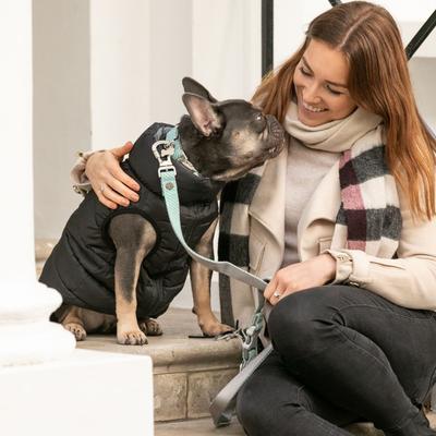 Show full view: HUGO & HUDSON Herringbone Tweed Dog Leash, Aqua, Large slide 7 of 10