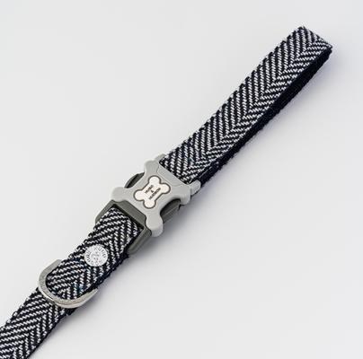 Show full view: HUGO & HUDSON Herringbone Tweed Dog Leash, Navy, Large slide 4 of 9
