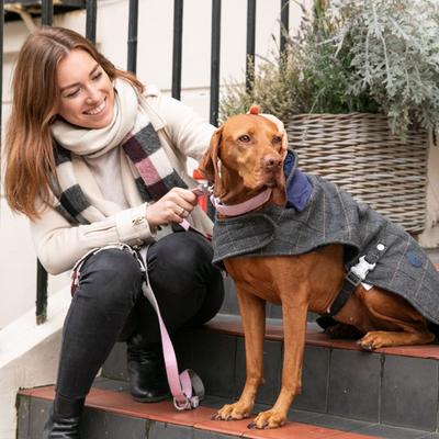 Show full view: HUGO & HUDSON Herringbone Tweed Dog Leash, Pink, Large slide 2 of 9