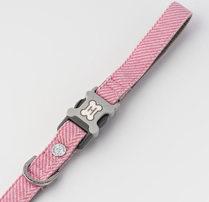 Show full view: HUGO & HUDSON Herringbone Tweed Dog Leash, Pink, Large slide 4 of 9