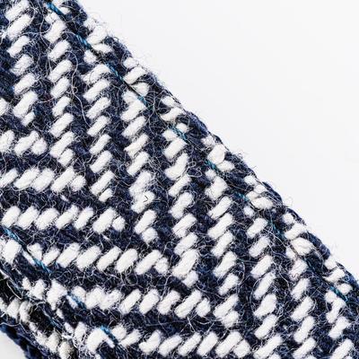 Show full view: HUGO & HUDSON Herringbone Tweed Metal Buckle Dog Collar, Navy, X-Small slide 4 of 11