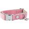 Show in main carousel: HUGO & HUDSON Herringbone Tweed Metal Buckle Dog Collar, Pink, Large slide 1 of 11
