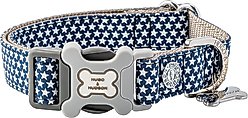 HUGO & HUDSON Nylon Bone Buckle Dog Collar, Navy, Large