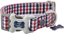 HUGO & HUDSON Nylon Bone Buckle Dog Collar, Navy & Red, X-Small