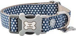 HUGO & HUDSON Nylon Bone Buckle Dog Collar, Navy, X-Small