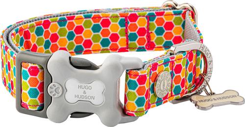 Show full view: HUGO & HUDSON Nylon Geometric Bone Buckle Dog Collar, Multi-colored, Large slide 1 of 8