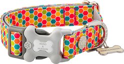 HUGO & HUDSON Nylon Geometric Bone Buckle Dog Collar, Multi-colored, X-Small