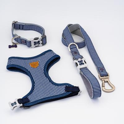 Show full view: HUGO & HUDSON Nylon Striped Bone Buckle Dog Collar, Navy, Small slide 8 of 9
