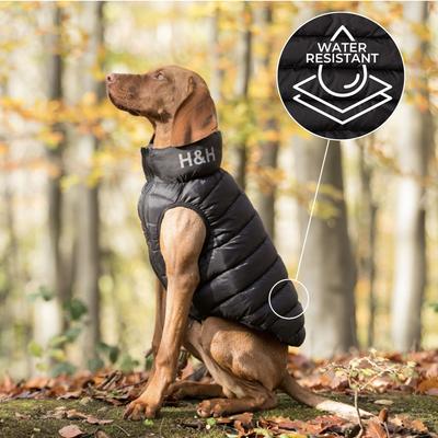 Show full view: HUGO & HUDSON Reversible Waterproof Insulated Dog Puffer Jacket, Black/Grey, X-Small-25 slide 7 of 8