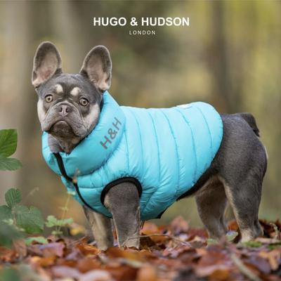 Show full view: HUGO & HUDSON Reversible Waterproof Insulated Dog Puffer Jacket, Blue/Grey, Small-35 slide 2 of 8