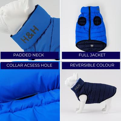 Show full view: HUGO & HUDSON Reversible Waterproof Insulated Dog Puffer Jacket, Blue/Navy, Large-65 slide 5 of 8