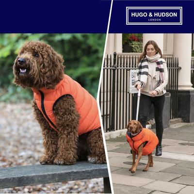 Show full view: HUGO & HUDSON Reversible Waterproof Insulated Dog Puffer Jacket, Orange/Navy, Large-65 slide 4 of 8