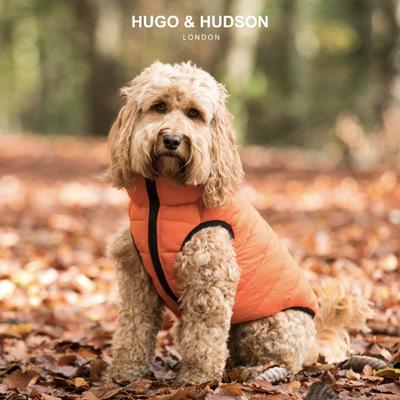 Show full view: HUGO & HUDSON Reversible Waterproof Insulated Dog Puffer Jacket, Orange/Navy, Large-65 slide 2 of 8