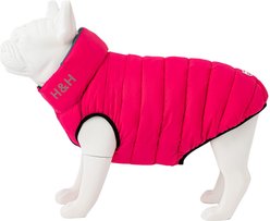 HUGO & HUDSON Reversible Waterproof Insulated Dog Puffer Jacket, Pink/Grey, Large-65