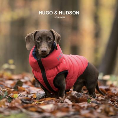Show full view: HUGO & HUDSON Reversible Waterproof Insulated Dog Puffer Jacket, Red/Navy, Large-65 slide 2 of 8