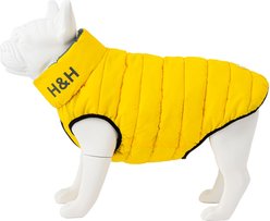HUGO & HUDSON Reversible Waterproof Insulated Dog Puffer Jacket, Yellow/Grey, Large-65