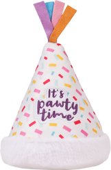 HugSmart Birthday Party Time Hat Plush Squeaky Dog Toy, White, Small/Medium: 7 x 5.7 x 5.7-in slide 1 of 4