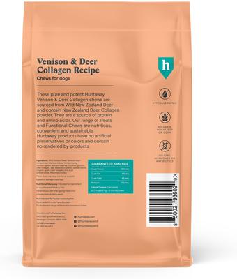 Show full view: Huntaway Venison & Deer Collagen Recipe Grain-Free Soft & Chewy Dog Treats, 4-oz bag slide 3 of 9