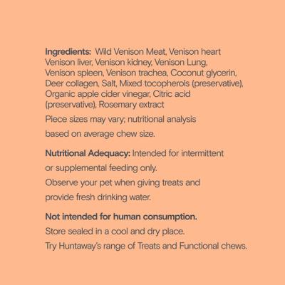 Show full view: Huntaway Venison & Deer Collagen Recipe Grain-Free Soft & Chewy Dog Treats, 4-oz bag slide 8 of 9