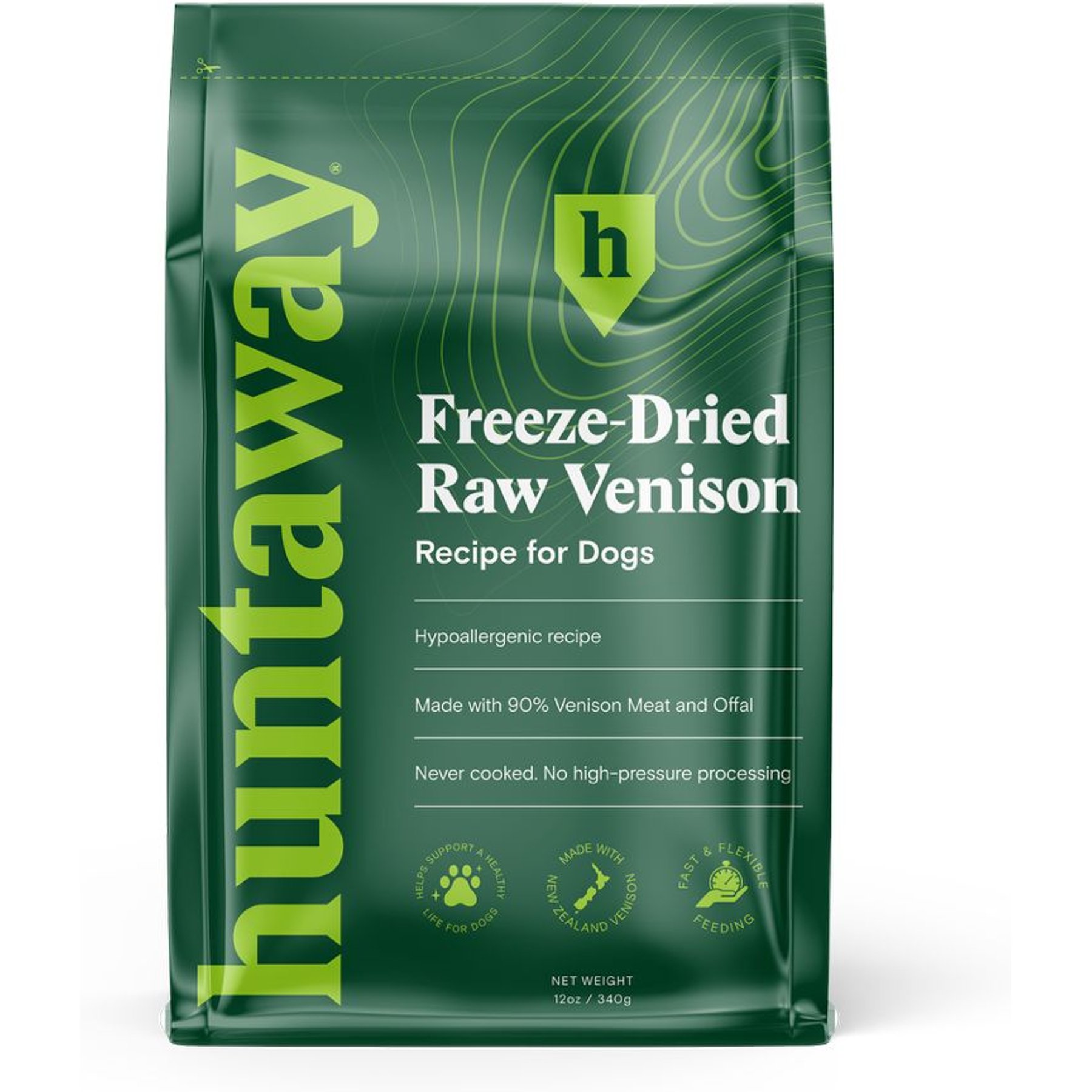 Huntaway Venison Grain-Free Freeze-Dried Dog Food, 12-oz bag