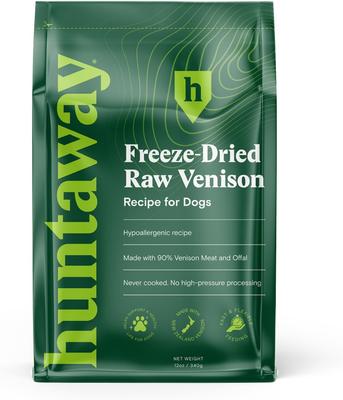 Show full view: Huntaway Venison Grain-Free Freeze-Dried Food, 12-oz bag + Goat Tripe Air-Dried Dog Treats, 3-oz bag slide 2 of 9