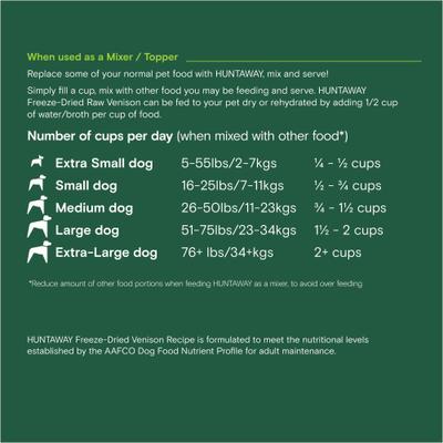 Show full view: Huntaway Venison Grain-Free Freeze-Dried Food, 12-oz bag + Goat Tripe Air-Dried Dog Treats, 3-oz bag slide 5 of 9