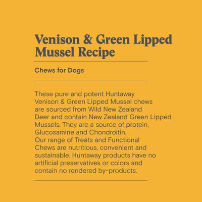 Show full view: Huntaway Venison & Greenlipped Mussel Recipe Grain-Free Soft & Chewy Dog Treats, 4-oz bag slide 4 of 8