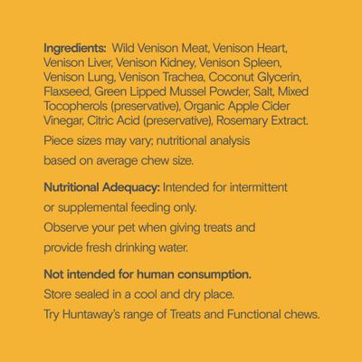 Show full view: Huntaway Venison & Greenlipped Mussel Recipe Grain-Free Soft & Chewy Dog Treats, 4-oz bag slide 7 of 8