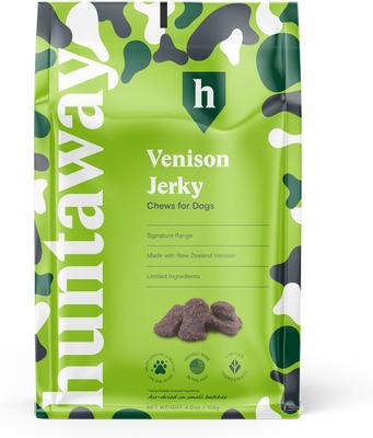 Show full view: Huntaway Wild Venison Jerky Dog Treats, 4-oz bag + Venison Grain-Free Freeze-Dried Dog Food, 12-oz bag slide 2 of 9