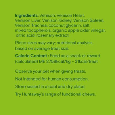 Show full view: Huntaway Wild Venison Jerky Dog Treats, 4-oz bag + Venison Grain-Free Freeze-Dried Dog Food, 12-oz bag slide 3 of 9