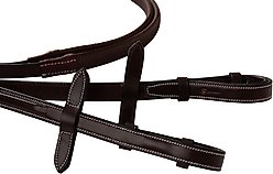 Huntley Equestrian Fancy Stitched Rubber Horse Reins Brown, Full