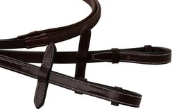 Huntley Equestrian Fancy Stitched Rubber Horse Reins Brown, Full slide 2 of 8