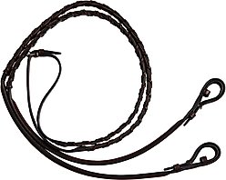 Huntley Equestrian Sedgwick Fancy Stitched Rubber Lined Laced Horse Reins, Full, Brown