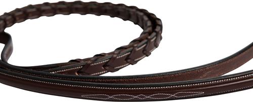 Show full view: Huntley Equestrian Sedgwick Fancy Stitched Rubber Lined Laced Horse Reins, Full, Brown slide 4 of 8