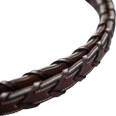 Show full view: Huntley Equestrian Sedgwick Fancy Stitched Rubber Lined Laced Horse Reins, Full, Brown slide 6 of 8