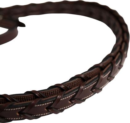 Show full view: Huntley Equestrian Sedgwick Fancy Stitched Rubber Lined Laced Horse Reins, Full, Brown slide 7 of 8