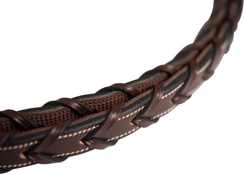 Show full view: Huntley Equestrian Sedgwick Fancy Stitched Rubber Lined Laced Horse Reins, Full, Brown slide 8 of 8