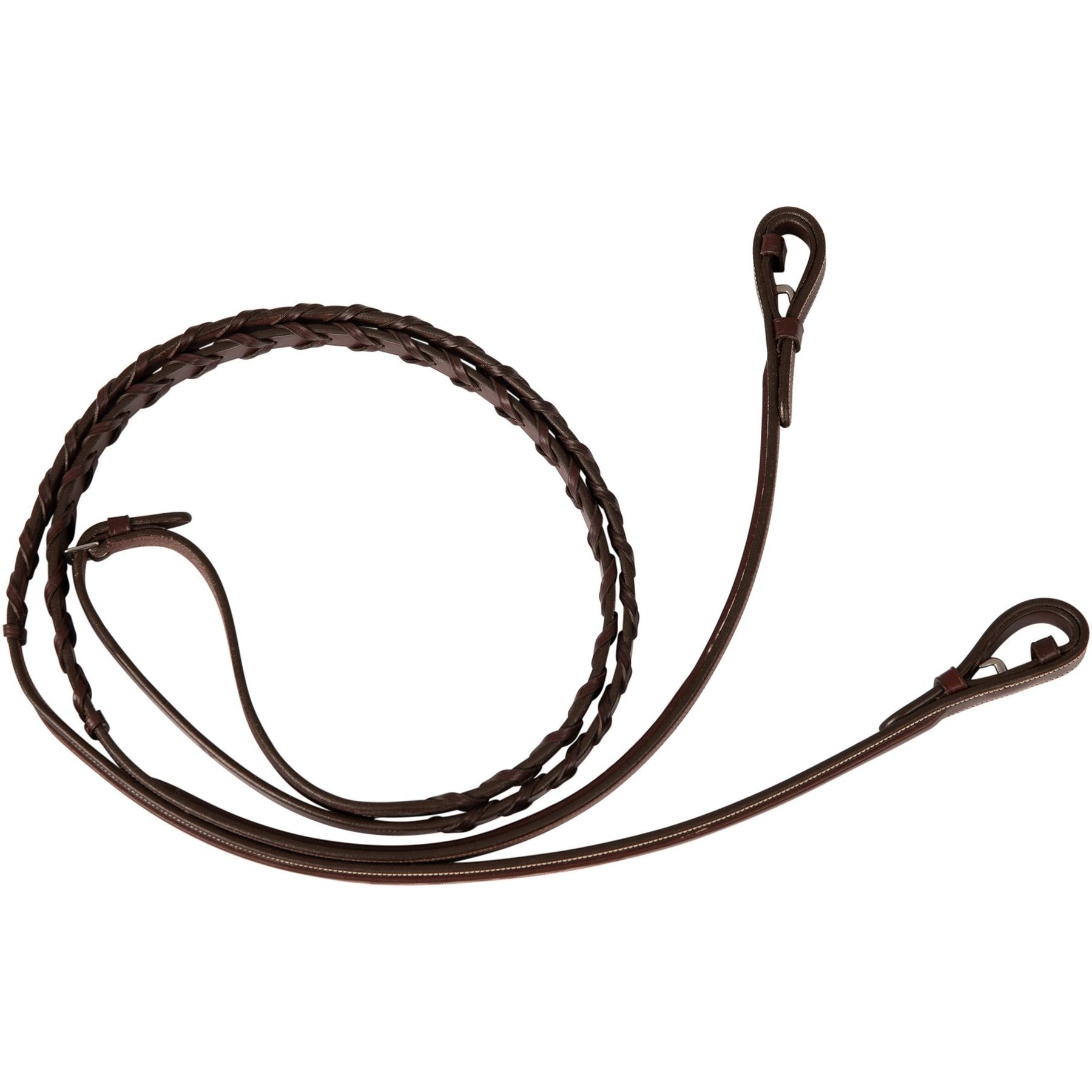 Huntley Equestrian Sedgwick Fancy Stitched Square Raised Laced Horse Reins, Brown, Cob