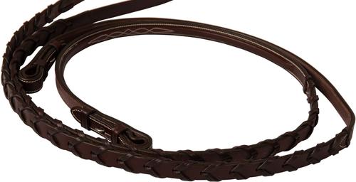 Show full view: Huntley Equestrian Sedgwick Fancy Stitched Square Raised Laced Horse Reins, Brown, Cob slide 6 of 7